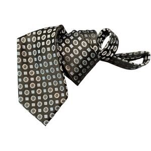 Jones New York Silk Tie Long Wide Multicolor Geometric Medallion Career Work